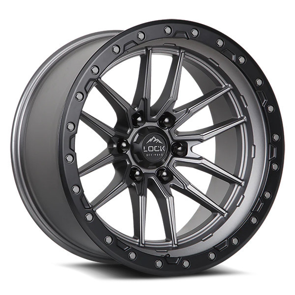 LOCK OFFROAD KRAWLER 17X9 6X139.7 +1 C.B 106.2 MATTE GREY WITH MATTE BLACK RING