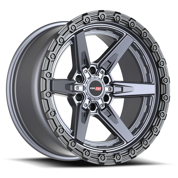 VORTEK VRT-602 ARGON MATTE TITANIUM WITH BLACK BEAD RING 20X9.0 6X135/6X139.7 +0 +106.1 *NC*