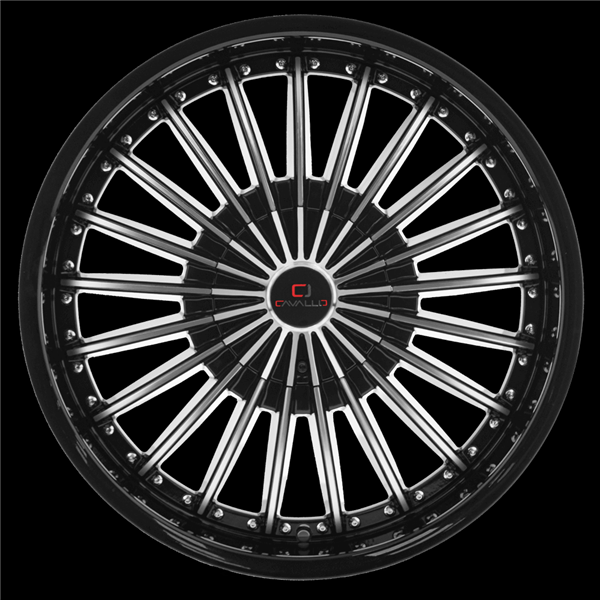 CAVALLO CLV-32 GLOSS BLACK & MACHINED 22X9.5 5X115/5X4.75 +15 +74.1 *NC*