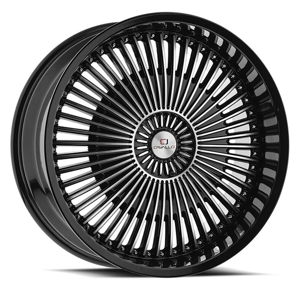 CAVALLO-CLV41 GLOSS BLACK MACHINE 22X9.5 5X115/5X4.75 +15 +74.1 *NC*