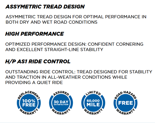 185/65R15 GLADIATOR X COMP HP AS1 88H 420 A-A 60K + ROAD HAZARD