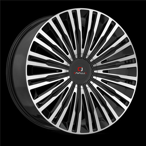 CAVALLO CLV-48 GLOSS BLACK & MACHINED 22X9.5 6X135/6X5.5 +25 +108 *NC*