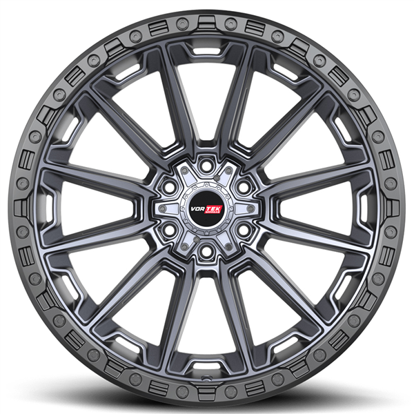 VORTEK VRT-601 SPARTAN MATTE TITANIUM WITH BLACK BEAD RING 22X10 6X135/6X139.7 -12 106.1 *NC*