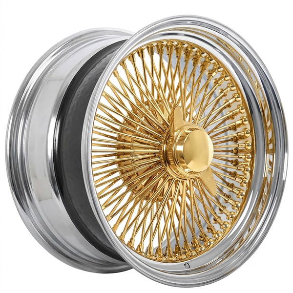 WIRE WHEELS 16X7 STANDARD 100 SPOKE S/L CENTER 24K GOLD