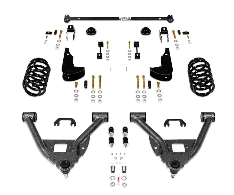 2014-2018 GM 1500 SUV 3/5 LOWERING KIT WITH TRACK BAR (ALUMINUM/STAMPED STEEL)