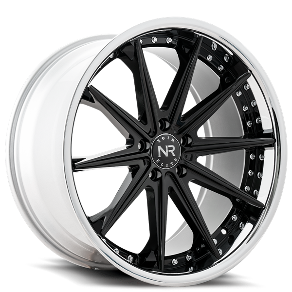 20X10 NOIR ELITE NO 100 5X114.3 40MM C.B 73.1 GLOSS BLACK W/ SS LIP