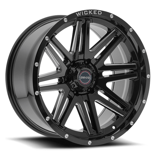 20X10 WICKED 901 5X127 -12MM C.B. 71.5 GLOSS BLACK MILLED