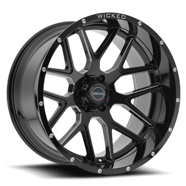 20X10 WICKED 903 8X170 -24MM C.B. 125.2 GLOSS BLACK MILLED