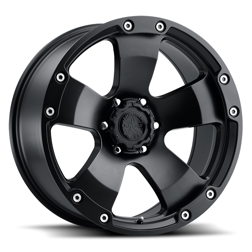 17X8.5 AMERICAN OUTLAW BOOTLEGGER 5X127 -10MM C.B. 71.5 SATIN BLACK