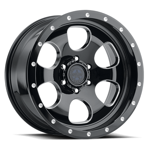 17X8.5 AMERICAN OUTLAW GAMBLER 5X127 00MM C.B 71.5 GLOSS BLACK MACHINED