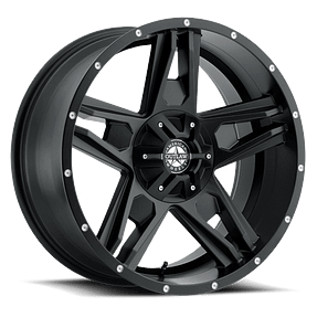 17X8.5 AMERICAN OUTLAW LONESTAR 6X139.7 +10MM C.B 106.2 SATIN BLACK MILLED RIVETS