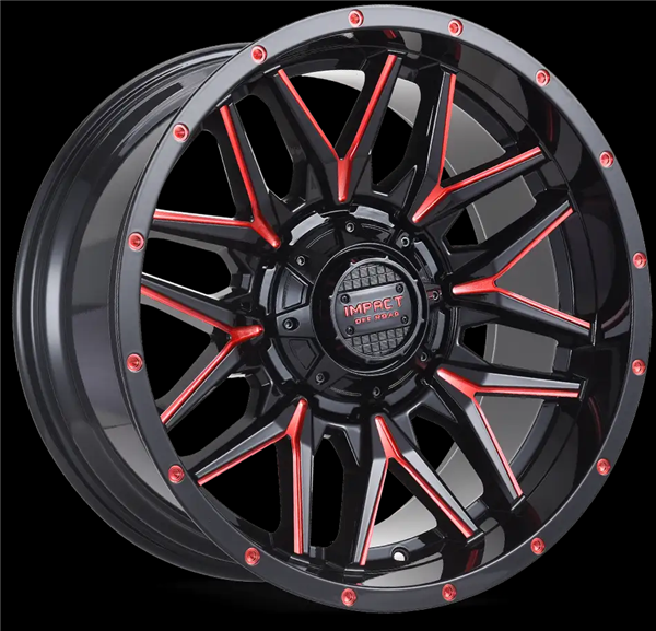 18X9 IMPACT OFFROAD 819 5X127/5X139.7 -12MM (87.1MM) GLOSS BLACK RED MILLED