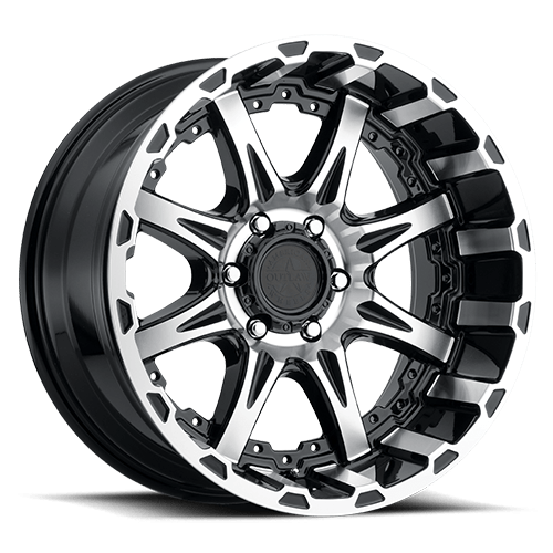 20X10 AMERICAN OUTLAW DOUBLESHOT 5X127 -18MM C.B. 78.1 BLACK MACHINE FACE