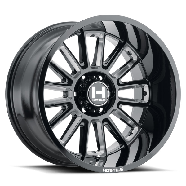 20X10 HOSTILE H115 5X150 -19MM C.B 110 BLADE CUT (BLACK MILLED)