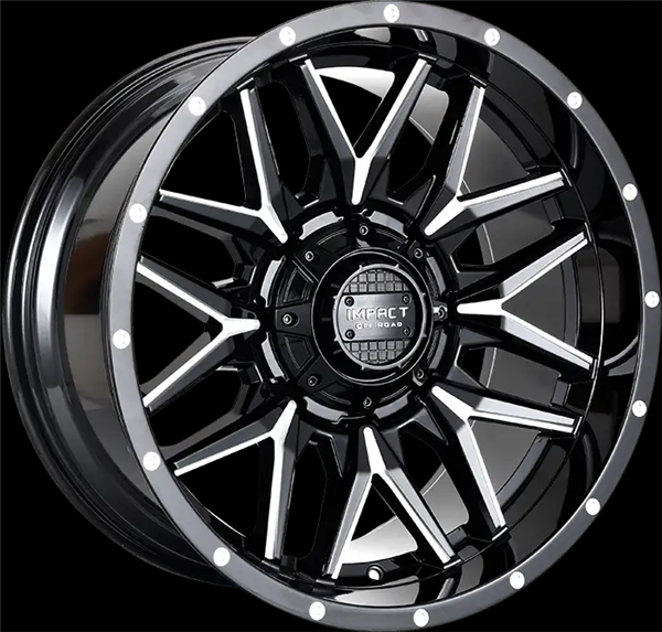 20X10 IMPACT OFFROAD 819 5X139.7/5X150 -12MM (110.3MM) GLOSS BLACK MILLED WINDOWS