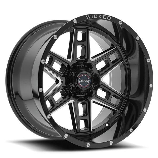 20X10 WICKED 906 5X127 -12MM C.B. 71.5 GLOSS BLACK MILLED