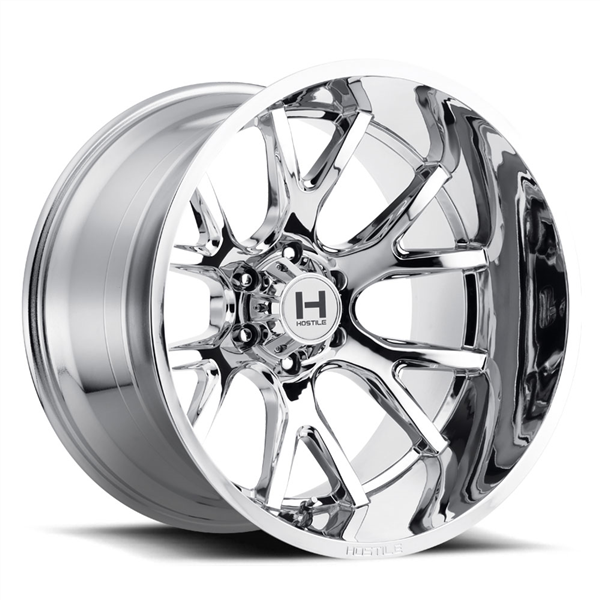 20X12 HOSTILE H113 6X135 -44MM C.B 87 ARMOUR PLATED ( CHROME )
