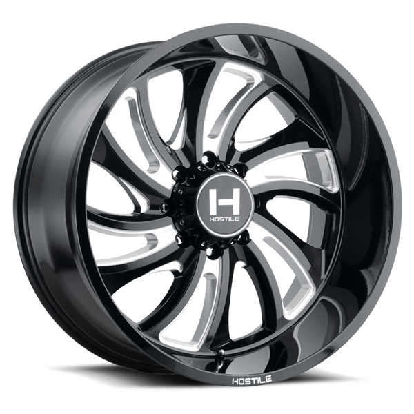 20X12 HOSTILE H118 8X180 -44MM C.B 125.2 BALDE CUT ( BLACK MILLED )