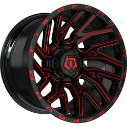 20X12 TIS 554BMR 6X135/139.7 -44MM C.B 108 BLACK RED MILLED ( NO RETURN , FINAL SALE )