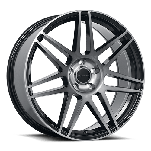 20X8.5 LIQUID METAL CARBON 5X120 +40MM C.B. 73.1 BLACK TINT MACHINE FACE