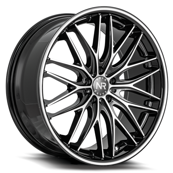 20X8.5 NOIR ELITE NO 106 5X112 35MM C.B 66.56 GLOSS BLACK/MACHINE W/SS LIP