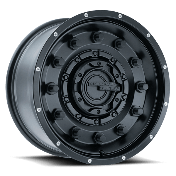 20X9 AMERICAN OUTLAW DUST ROAD 6X135 -10MM C.B. 87.1 SATIN BLACK