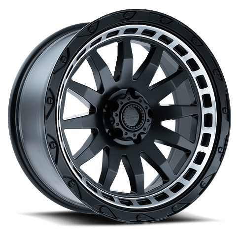 20X9 AMERICAN OUTLAW FLINT LOCK 6X139.7 -5MM C.B 106.1 SATIN BLACK WITH MACHINE LIP