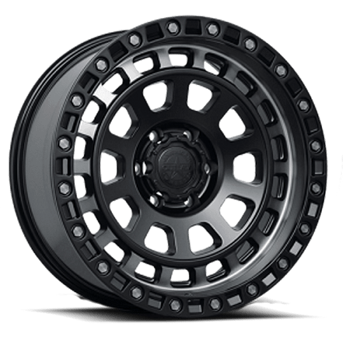 20X9 AMERICAN OUTLAW MAVERICK 5X127 -10MM C.B 71.5 BLACK TINT MACHINE FACE W/ MILL RIVETS