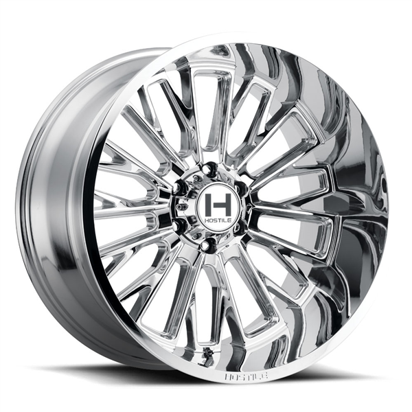 22X10 HOSTILE H114 6X135 -25MM C.B 87 ARMOUR PLATED ( CHROME )