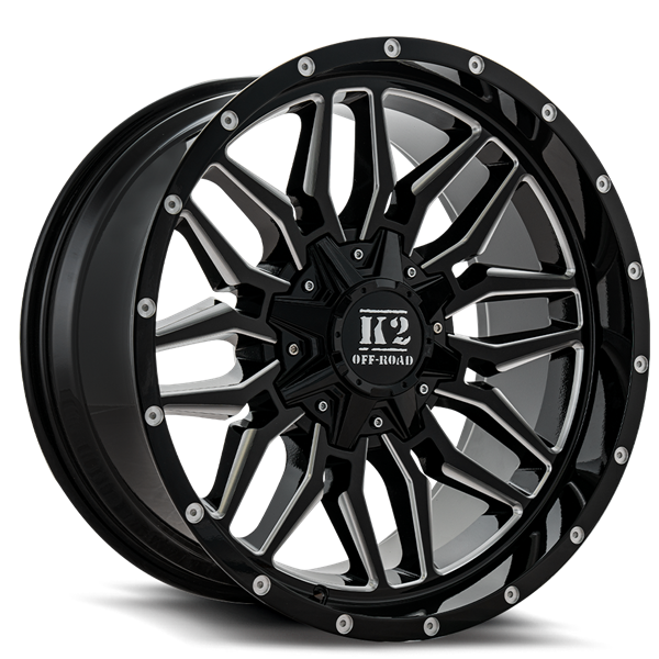 22X10 K2 RAGE 5X139.7/150 -12MM C.B 110.3 GLOSS BLACK MILLED
