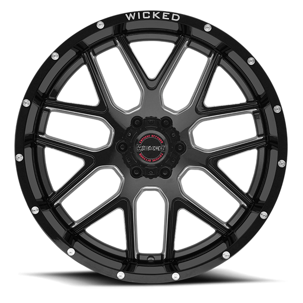 22X10 WICKED 903 5X5 -18MM GLOSS BLACK MILLED