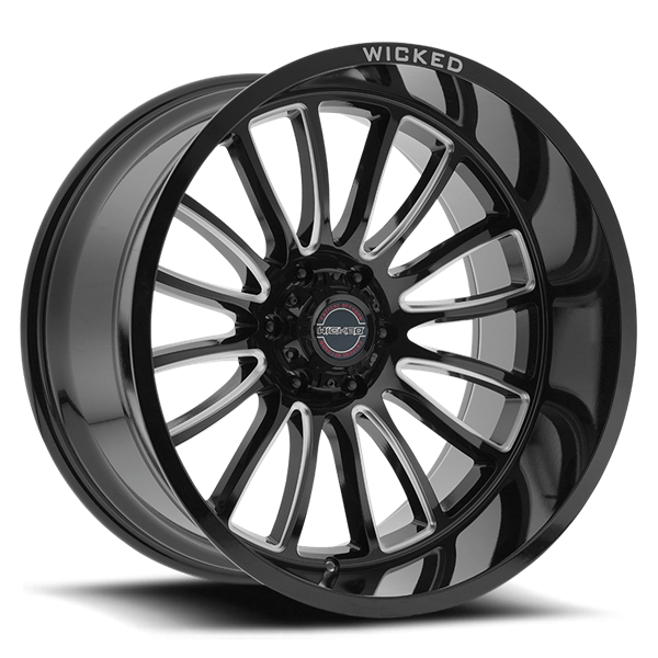 22X10 WICKED 908 5X139.7 -18MM C.B 108 GLOSS BLACK MILLED