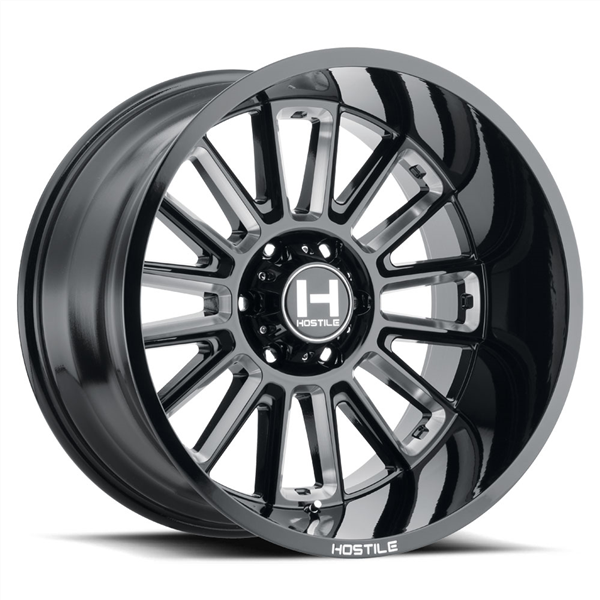 22X12 HOSTILE H115 5X139.7 -44MM C.B 87 BLADE CUT ( BLACK MILLED )