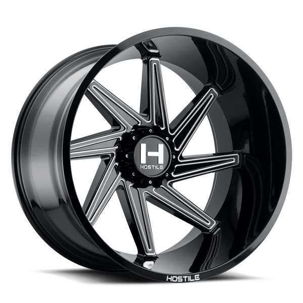 22X12 HOSTILE H119 8X170 -44MM C.B 125.2 BLADE CUT ( BLACK MILLED ) "RIGHT SIDE WHEEL"