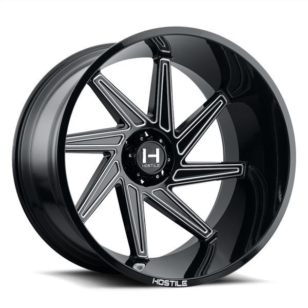 22X12 HOSTILE H119 6X135 -44MM C.B 87 BLADE CUT ( BLACK MILLED ) "LEFT SIDE WHEEL"