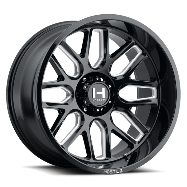 22X12 HOSTILE H120 6X135 -44MM C.B 87 BLADE CUT ( BLACK MILLED )