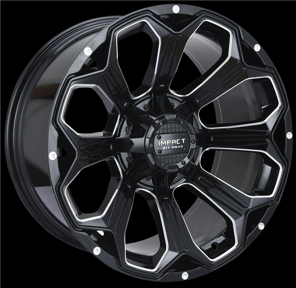 22X12 IMPACT OFFROAD 817 5X139.7/5X150 -44MM (110.3MM) GLOSS BLACK MILLED WINDOWS