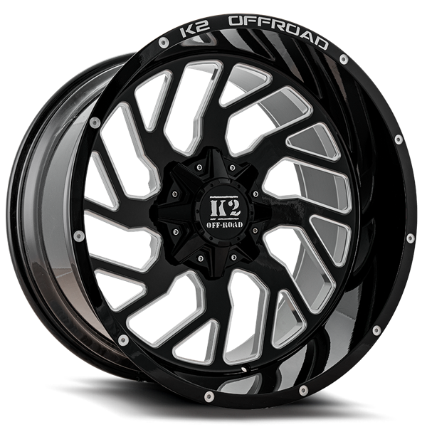 22X12 K2 SHOCKWAVE 5X127/139.7 -44MM C.B 78.1 GLOSS BLACK MILLED