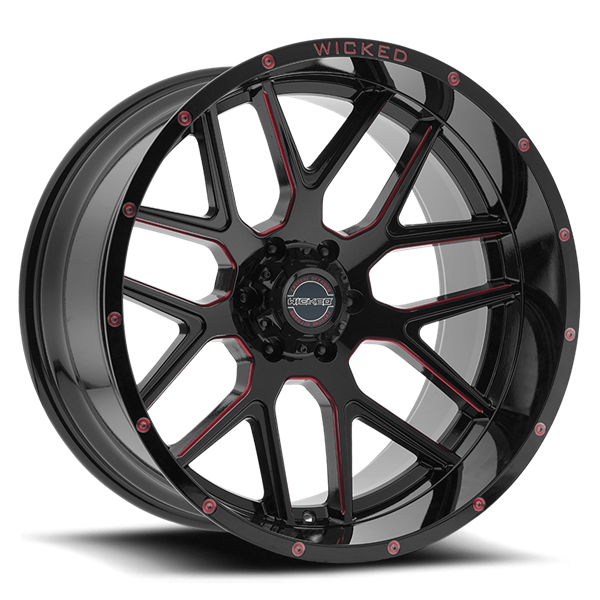 22X12 WICKED 903 8X170 -44MM C.B. 125.2 GLOSS BLACK RED TINT