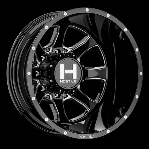 22X8.25 HOSTILE H403 8X200 -221MM C.B 142.2 (BLADE CUT) GLOSS BLACK MILLED