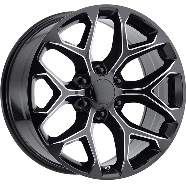 22X9 6X139.7 24MM (78.1MM) CHEVY/GMC REPLICAS GLOSS BLACK MILLED