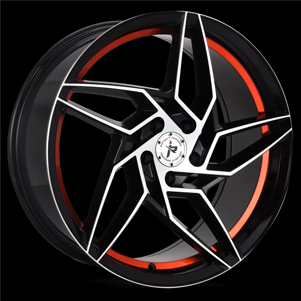 22X9 IMPACT RACING 605 5X114.3 38MM (73.1MM) Gloss Black w/ Machine Face-Undercut-Red Clear Coat