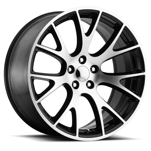 22X9.5 DODGE HELLCAT REPLICA WHEELS 5X115 +18MM C.B 71.6 GLOSS BLACK MACHINED
