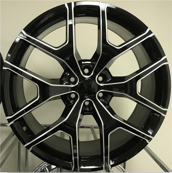 24X10 GMC SIERRA REPLICA WHEELS 6X139.7 +31MM C.B 78.1 GLOSS BLACK MILLED WINDOW