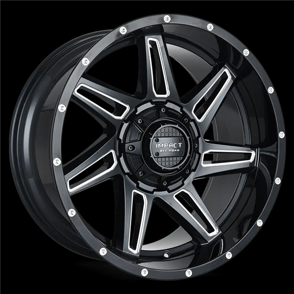 24X12 IMPACT 820 5X139.7/5X150 -44MM (110.3MM) GLOSS BLACK MILLED WINDOWS
