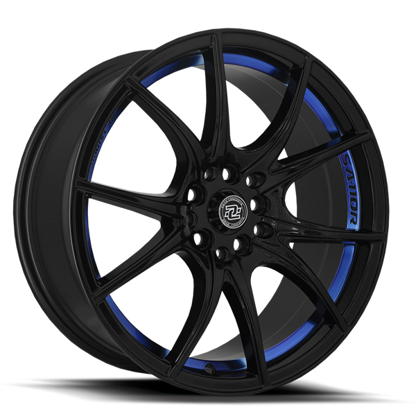 DC-R27 18X8 5X114.3 35MM CB73.1 GLOSS BLACK BLUE CUT