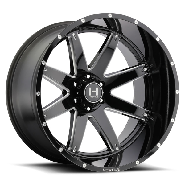 20X10 HOSTILE 109 5X139 -19MM (87MM) BLADE CUT (GLOSS BLACK MILLED)