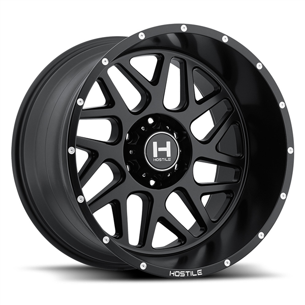 20X10 HOSTILE H108 6X135 -19MM C.B 87MM BLADE CUT (GLOSS BLACK MILLED)