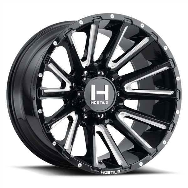 20X12 HOSTILE H123 8X165 -44MM C.B 125.2 BLADE CUT ( BLACK MILLED )