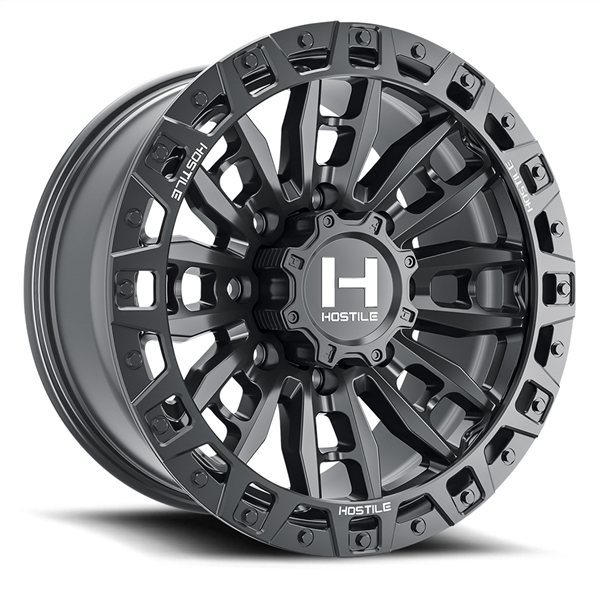 20X9 HOSTILE H130 8X165 1MM C.B 125.2MM ASPHALT (SATIN BLACK)